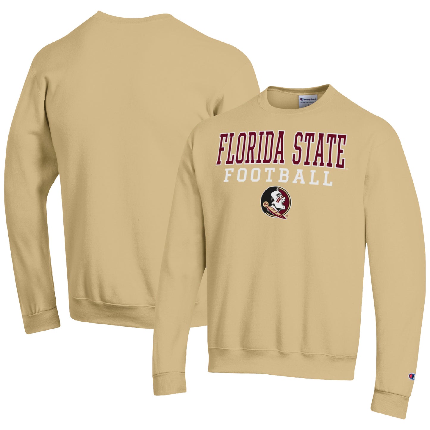 Men's Champion Gold Florida State Seminoles Football Stacked Pullover Sweatshirt