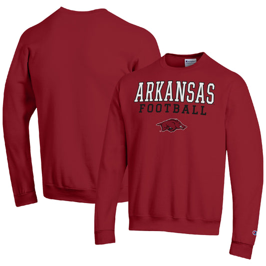 Men's Champion Cardinal Arkansas Razorbacks Football Stacked Pullover Sweatshirt