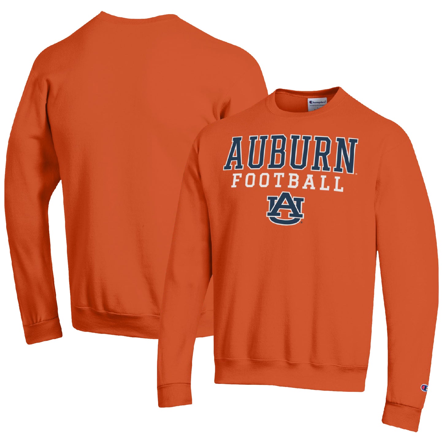 Men's Champion Orange Auburn Tigers Football Stacked Pullover Sweatshirt