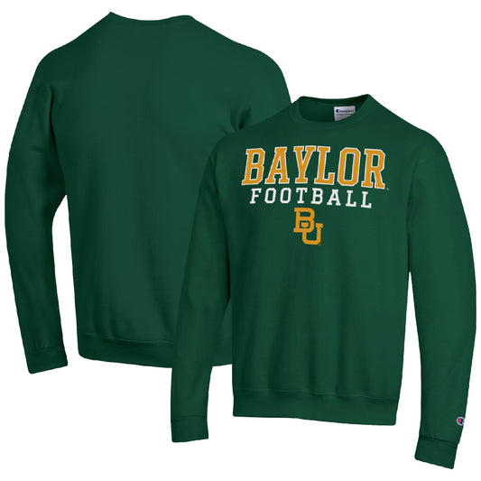 Men's Champion Green Baylor Bears Football Stacked Pullover Sweatshirt