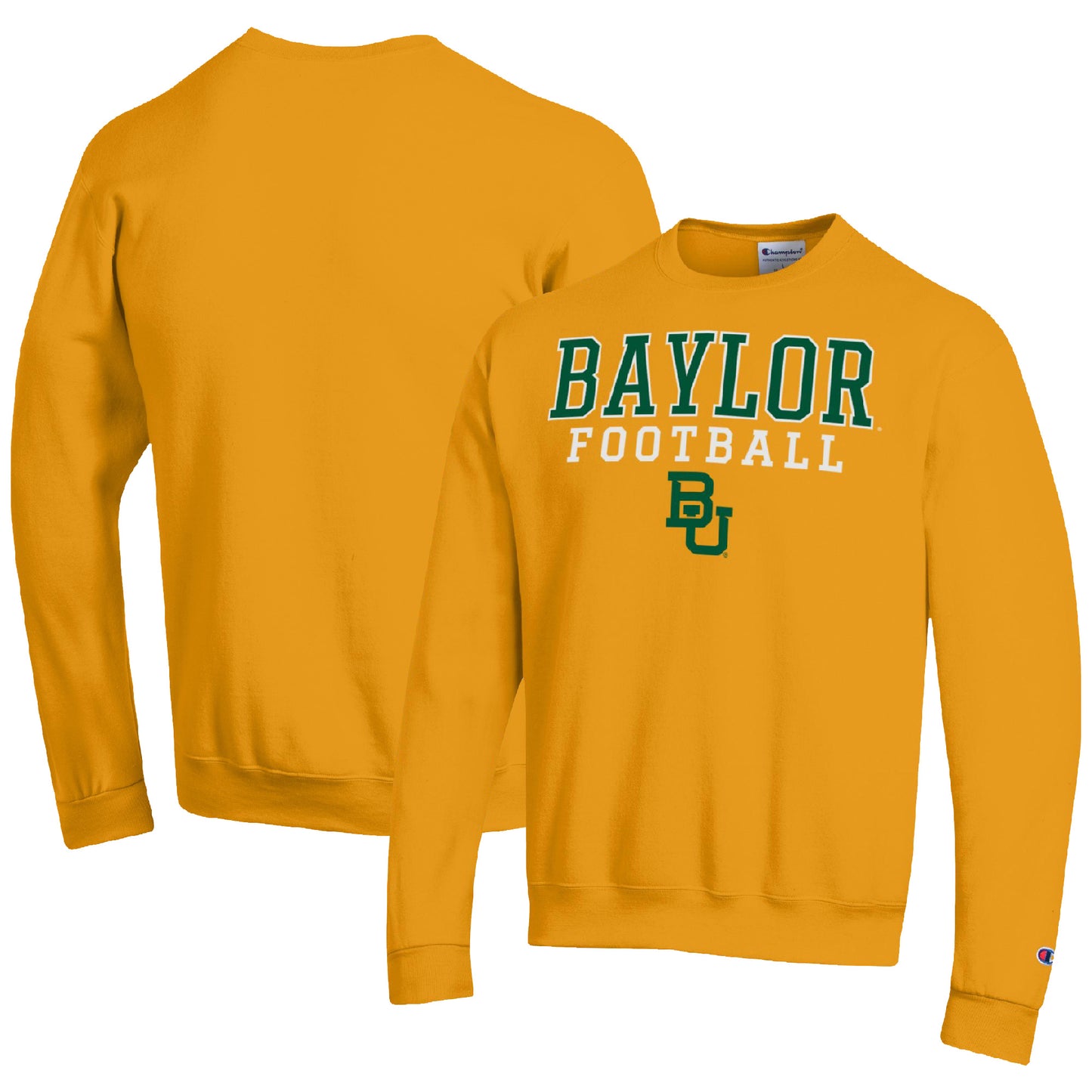 Men's Champion Gold Baylor Bears Football Stacked Pullover Sweatshirt