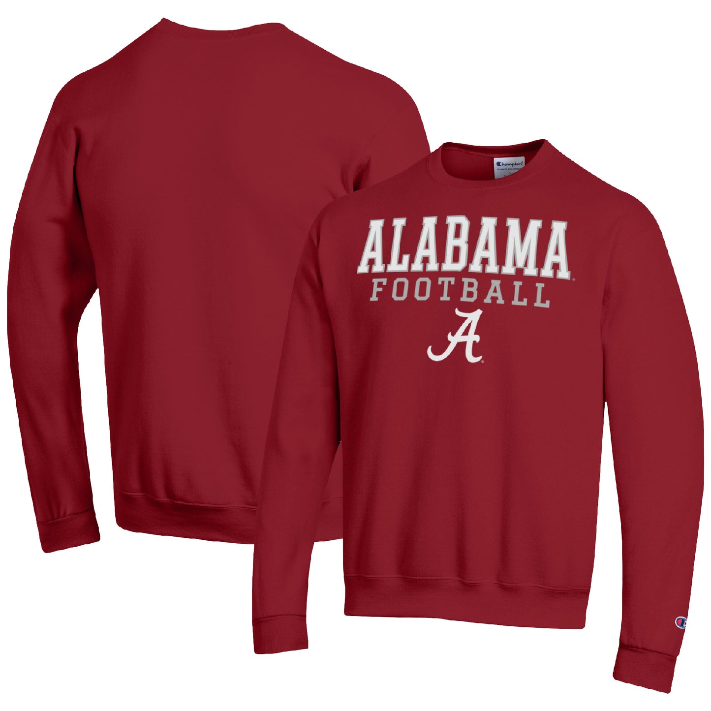 Men's Champion Crimson Alabama Crimson Tide Football Stacked Pullover Sweatshirt