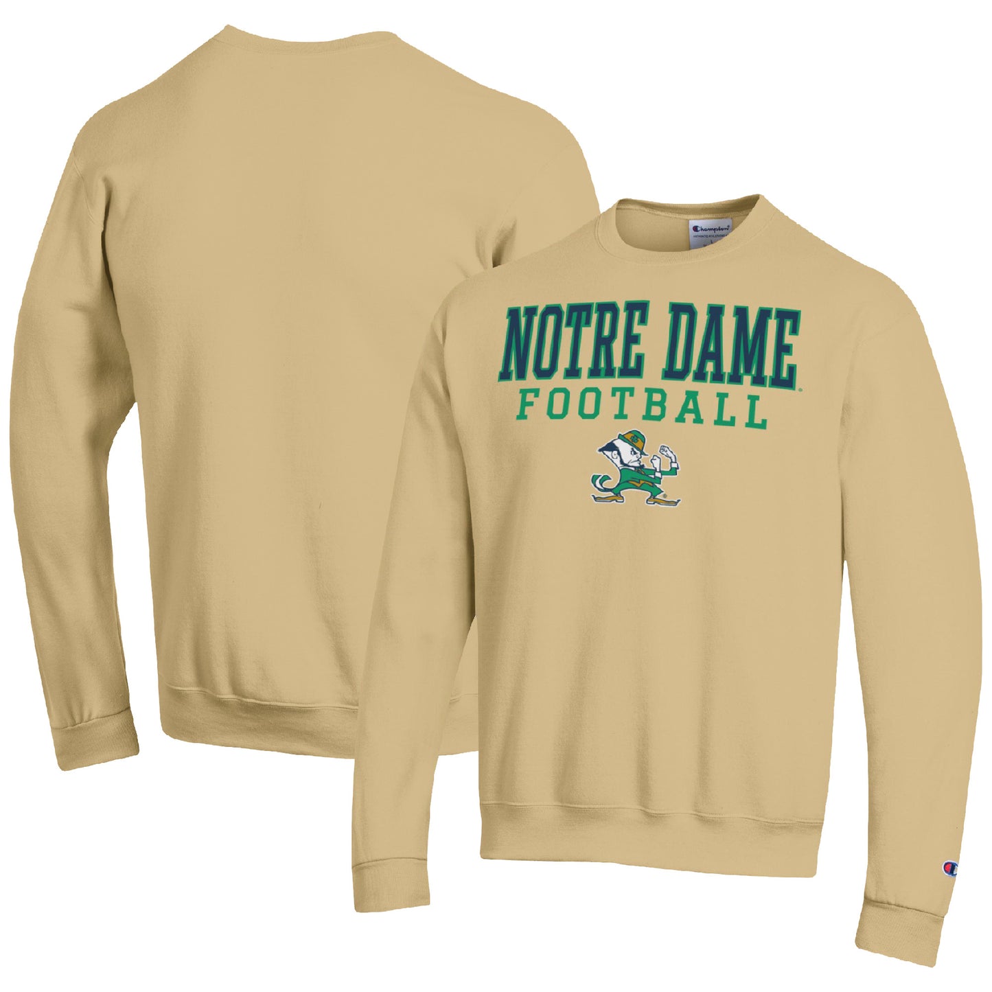 Men's Champion Gold Notre Dame Fighting Irish Football Stacked Pullover Sweatshirt