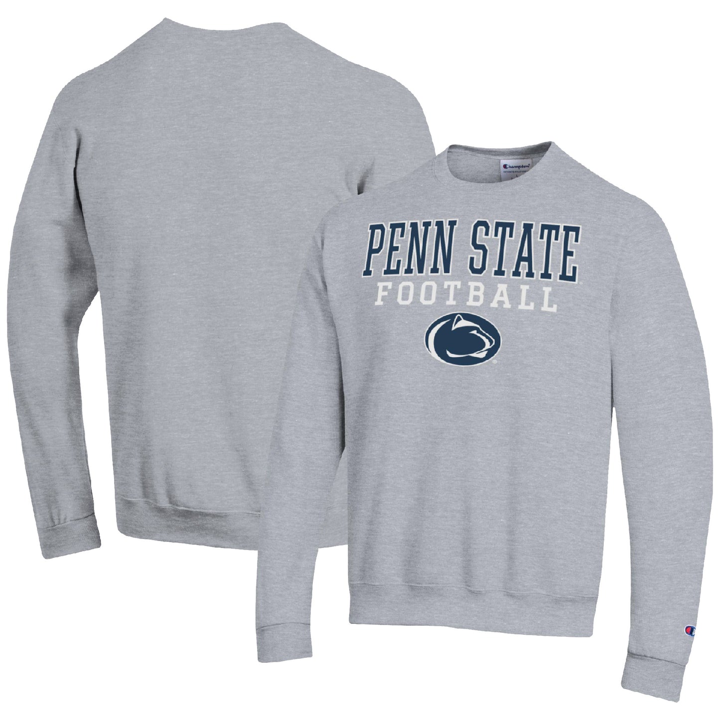 Men's Champion Heather Gray Penn State Nittany Lions Football Stacked Pullover Sweatshirt