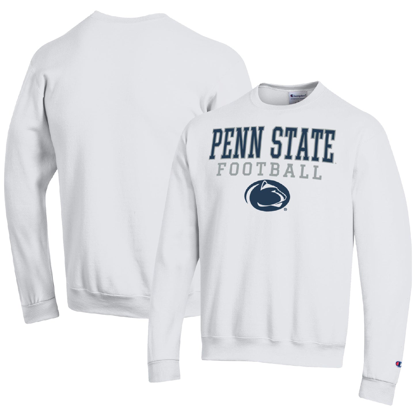 Men's Champion White Penn State Nittany Lions Football Stacked Pullover Sweatshirt