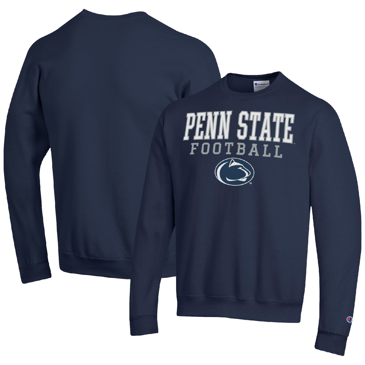 Men's Champion Navy Penn State Nittany Lions Football Stacked Pullover Sweatshirt