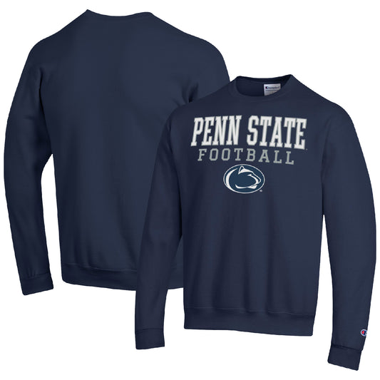 Men's Champion Navy Penn State Nittany Lions Football Stacked Pullover Sweatshirt