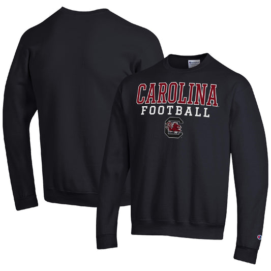 Men's Champion Black South Carolina Gamecocks Football Stacked Pullover Sweatshirt