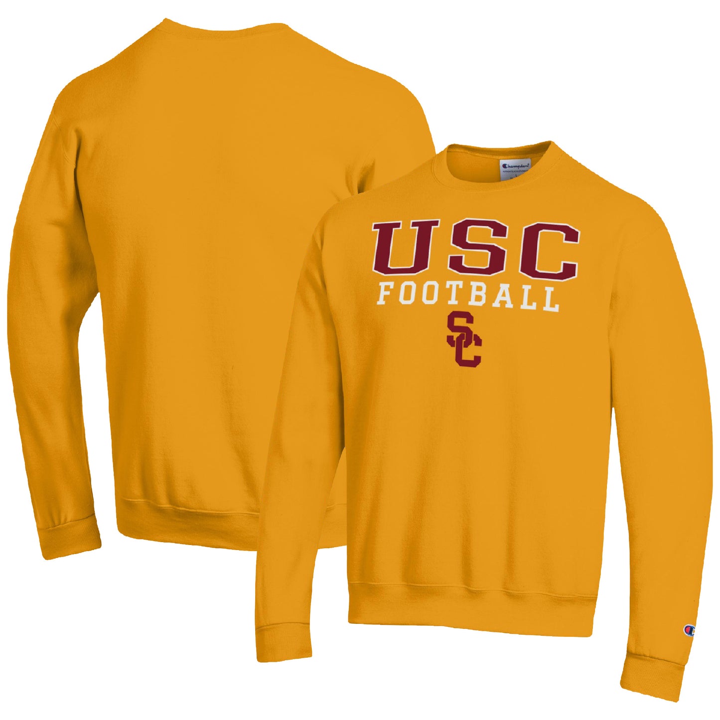 Men's Champion Gold USC Trojans Football Stacked Pullover Sweatshirt