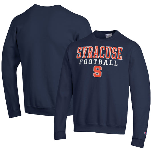 Men's Champion Navy Syracuse Orange Football Stacked Pullover Sweatshirt