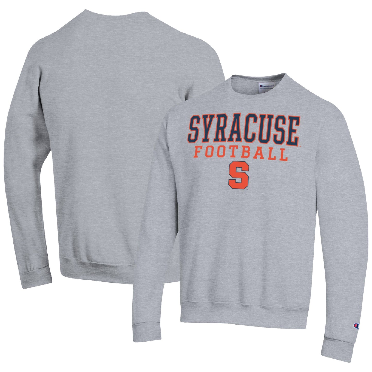 Men's Champion Heather Gray Syracuse Orange Football Stacked Pullover Sweatshirt