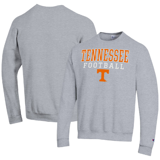 Men's Champion Heather Gray Tennessee Volunteers Football Stacked Pullover Sweatshirt