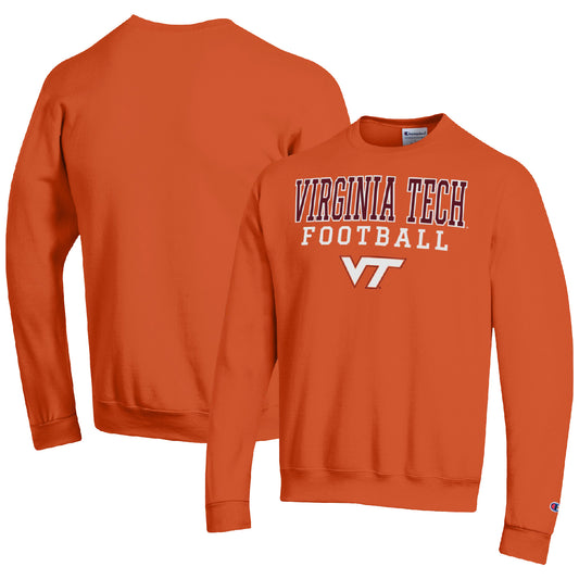 Men's Champion Orange Virginia Tech Hokies Football Stacked Pullover Sweatshirt