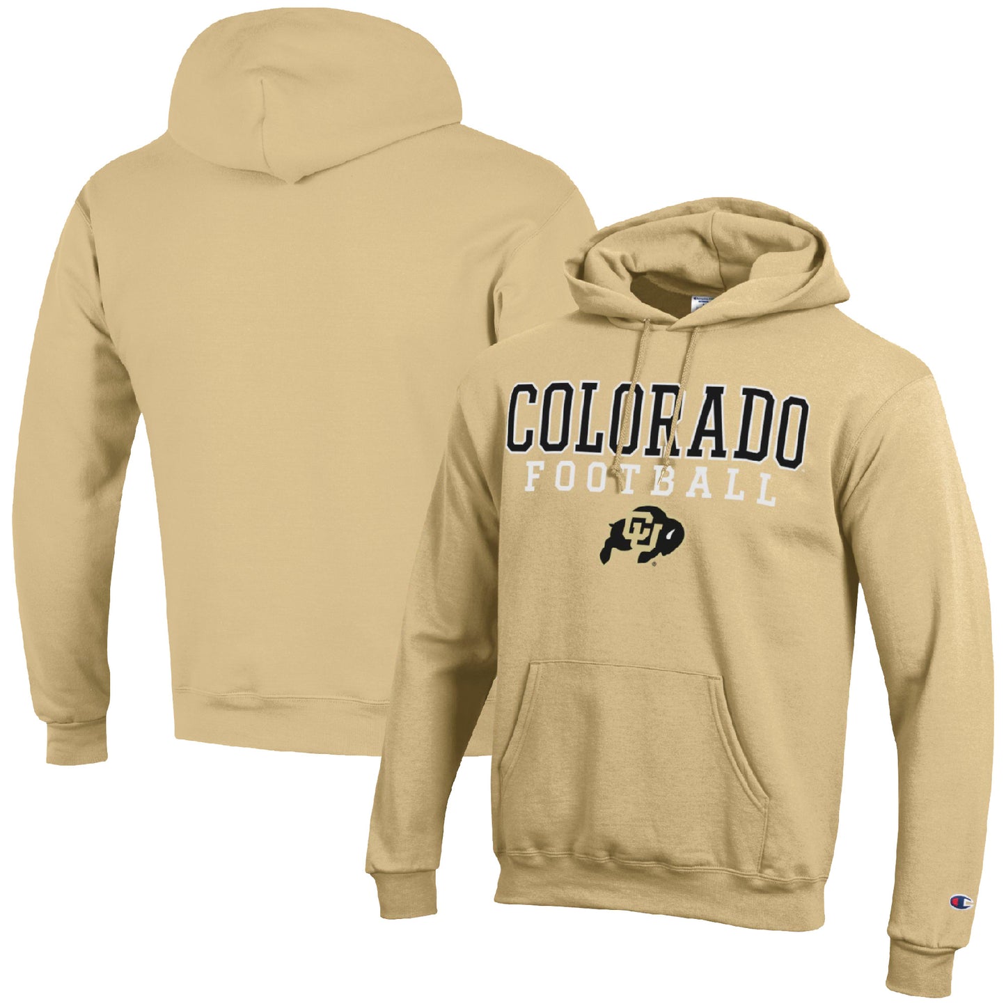 Men's Champion Gold Colorado Buffaloes Football Stack Pullover Hoodie