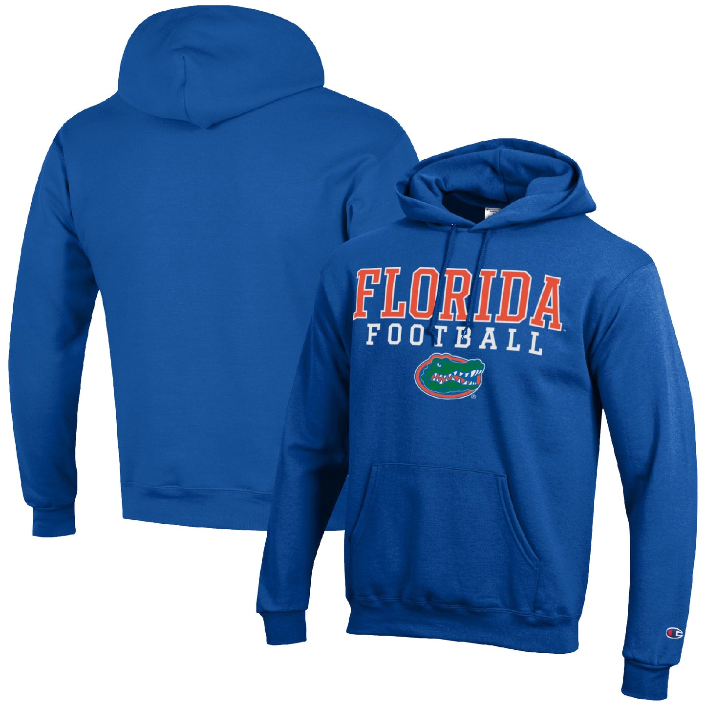 Men's Champion Royal Florida Gators Football Stack Pullover Hoodie