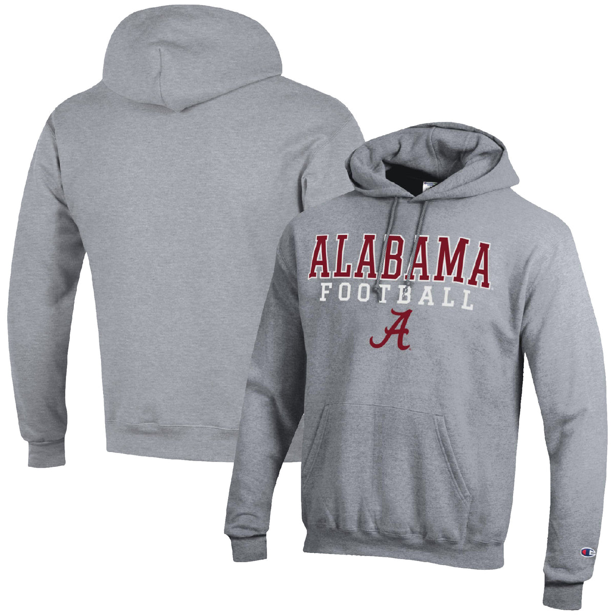 Men's Champion Heather Gray Alabama Crimson Tide Football Stack Pullover Hoodie
