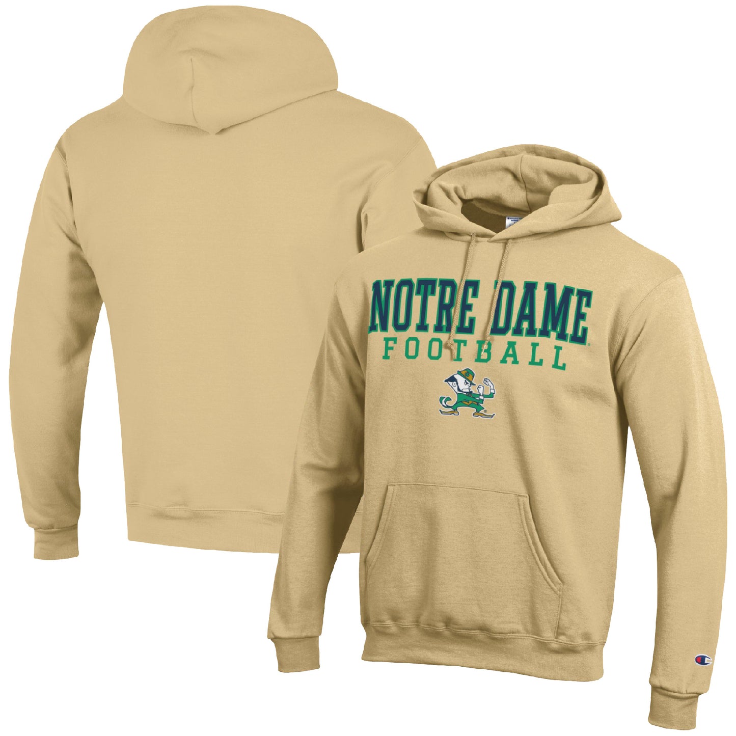 Men's Champion Gold Notre Dame Fighting Irish Football Stack Pullover Hoodie