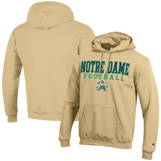 Men's Champion Gold Notre Dame Fighting Irish Football Stack Pullover Hoodie