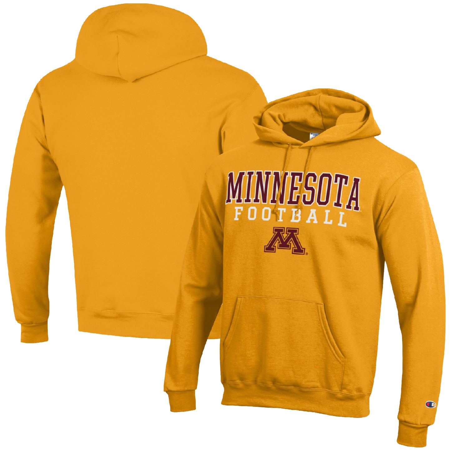 Men's Champion Gold Minnesota Golden Gophers Football Stack Pullover Hoodie