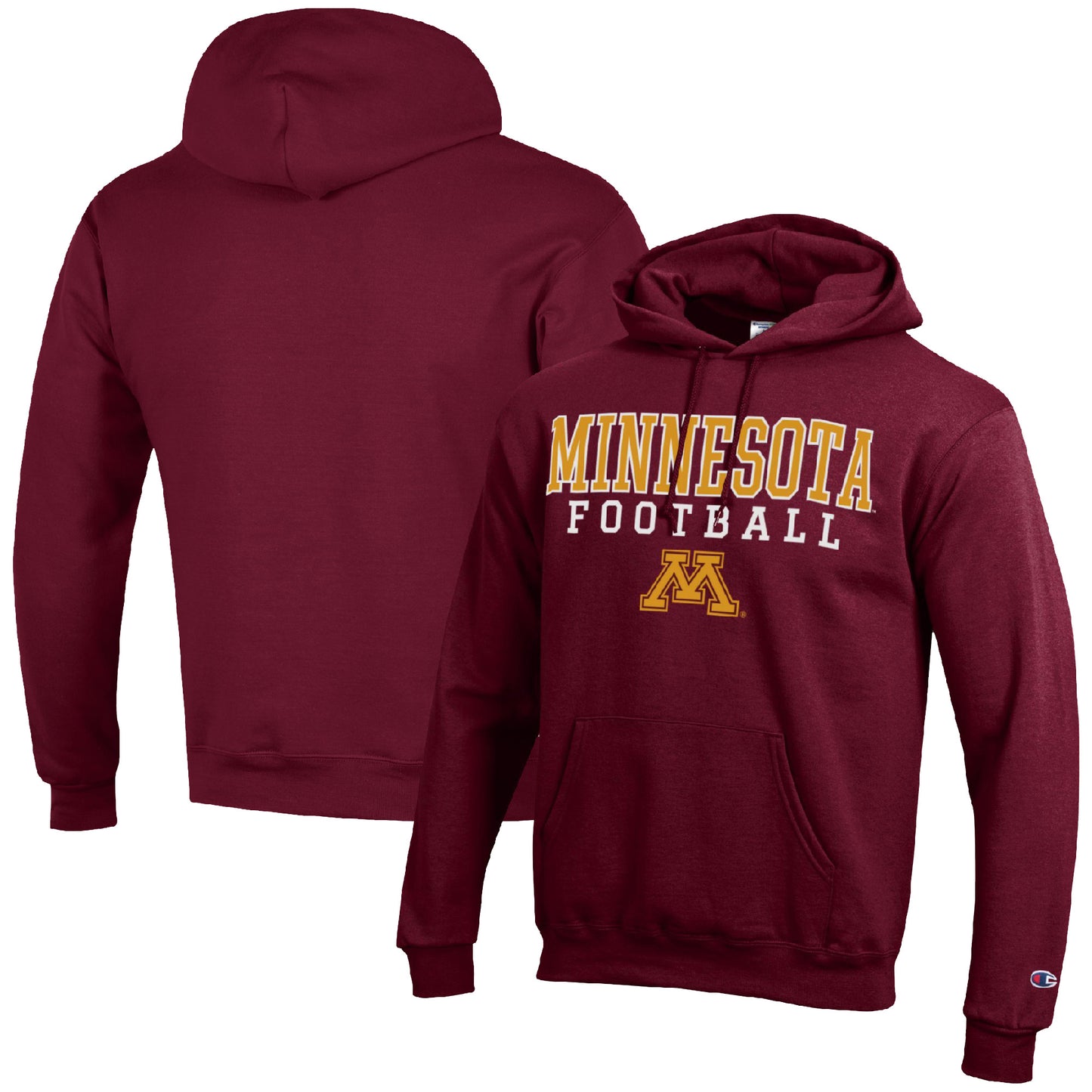 Men's Champion Maroon Minnesota Golden Gophers Football Stack Pullover Hoodie