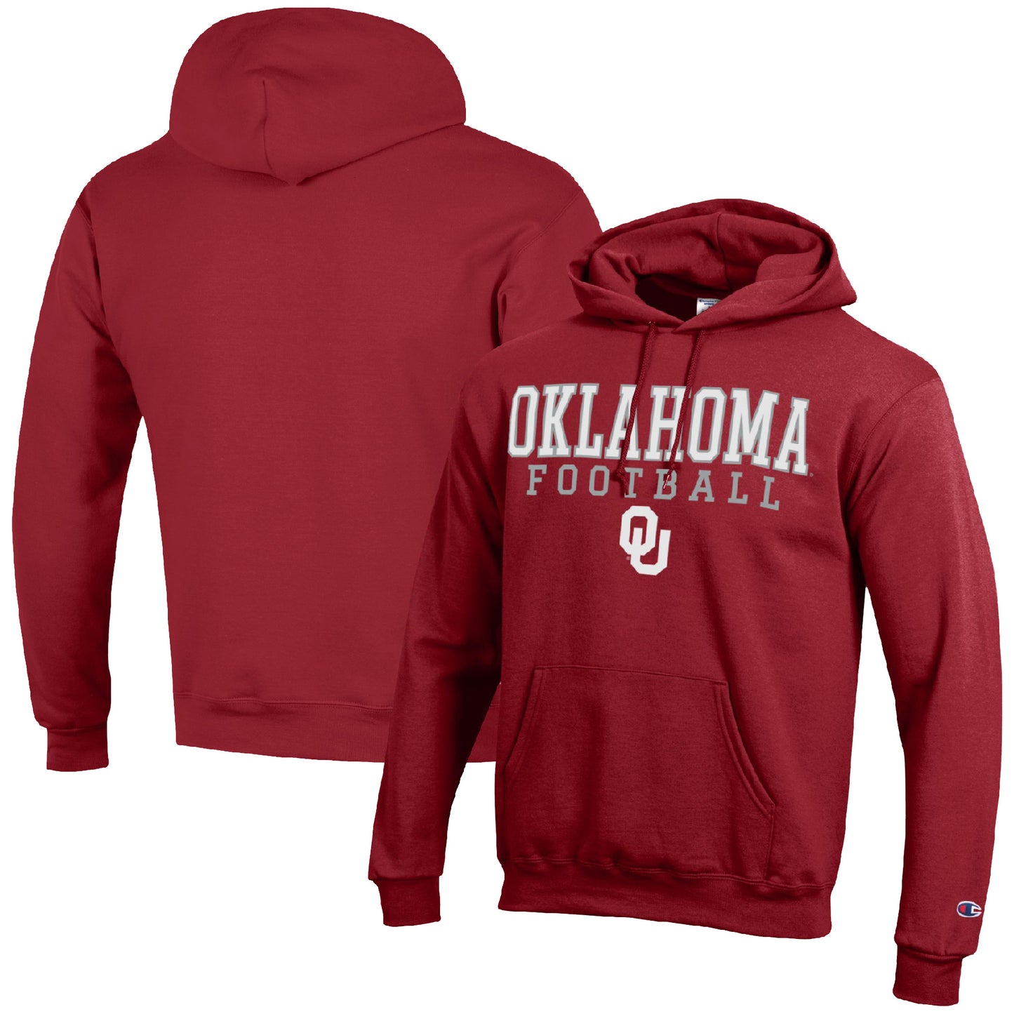 Men's Champion Crimson Oklahoma Sooners Football Stack Pullover Hoodie