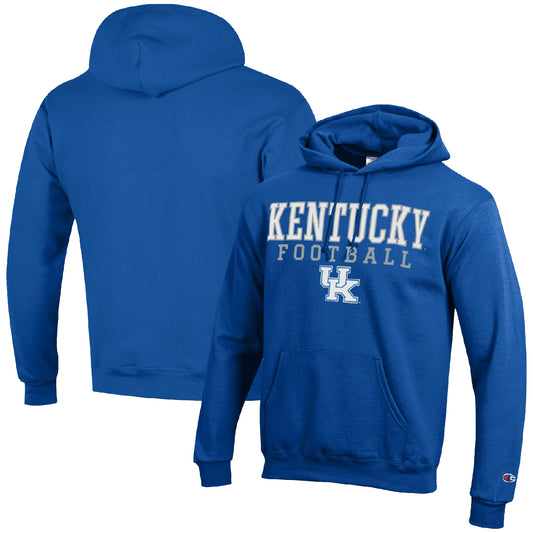 Men's Champion Royal Kentucky Wildcats Football Stack Pullover Hoodie