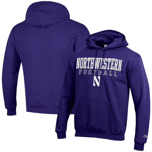 Men's Champion Purple Northwestern Wildcats Football Stack Pullover Hoodie