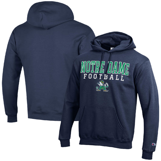 Men's Champion Navy Notre Dame Fighting Irish Football Stack Pullover Hoodie