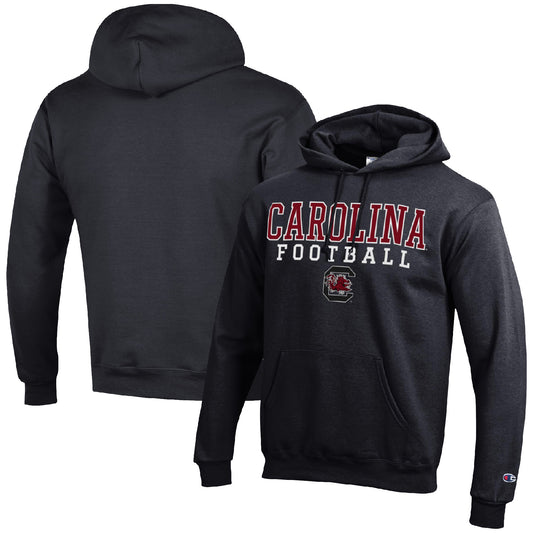 Men's Champion Black South Carolina Gamecocks Football Stack Pullover Hoodie