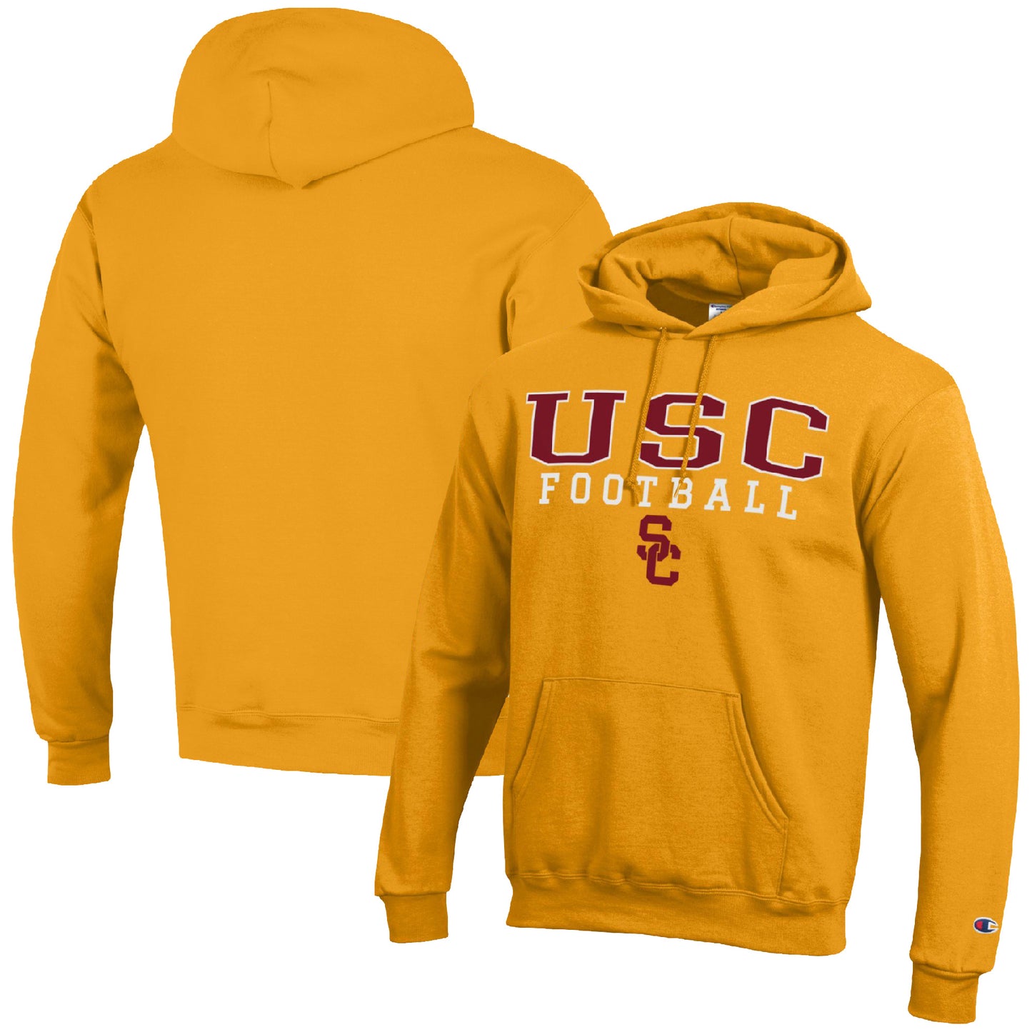 Men's Champion Gold USC Trojans Football Stack Pullover Hoodie