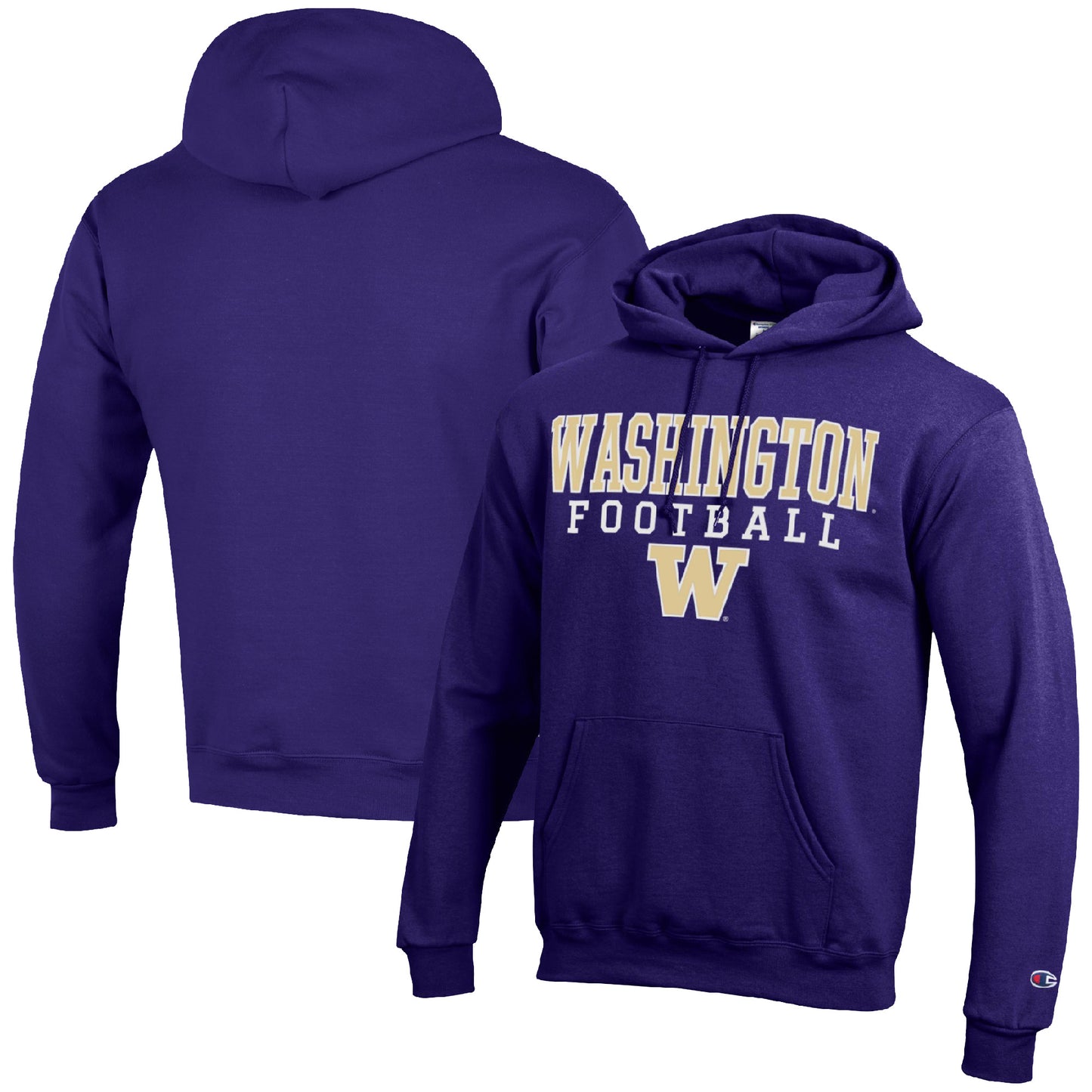 Men's Champion Purple Washington Huskies Football Stack Pullover Hoodie