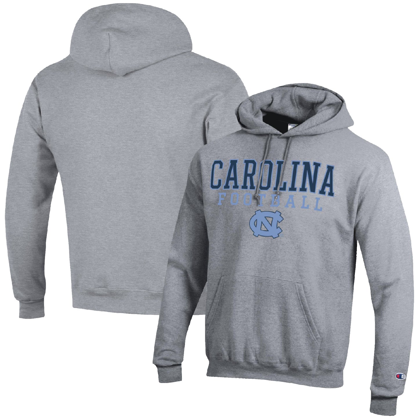 Men's Champion Heather Gray North Carolina Tar Heels Football Stack Pullover Hoodie