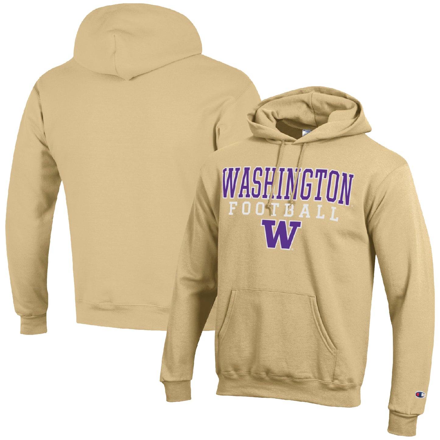 Men's Champion Gold Washington Huskies Football Stack Pullover Hoodie