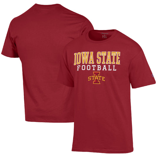 Men's Champion Cardinal Iowa State Cyclones Football Stack  T-Shirt