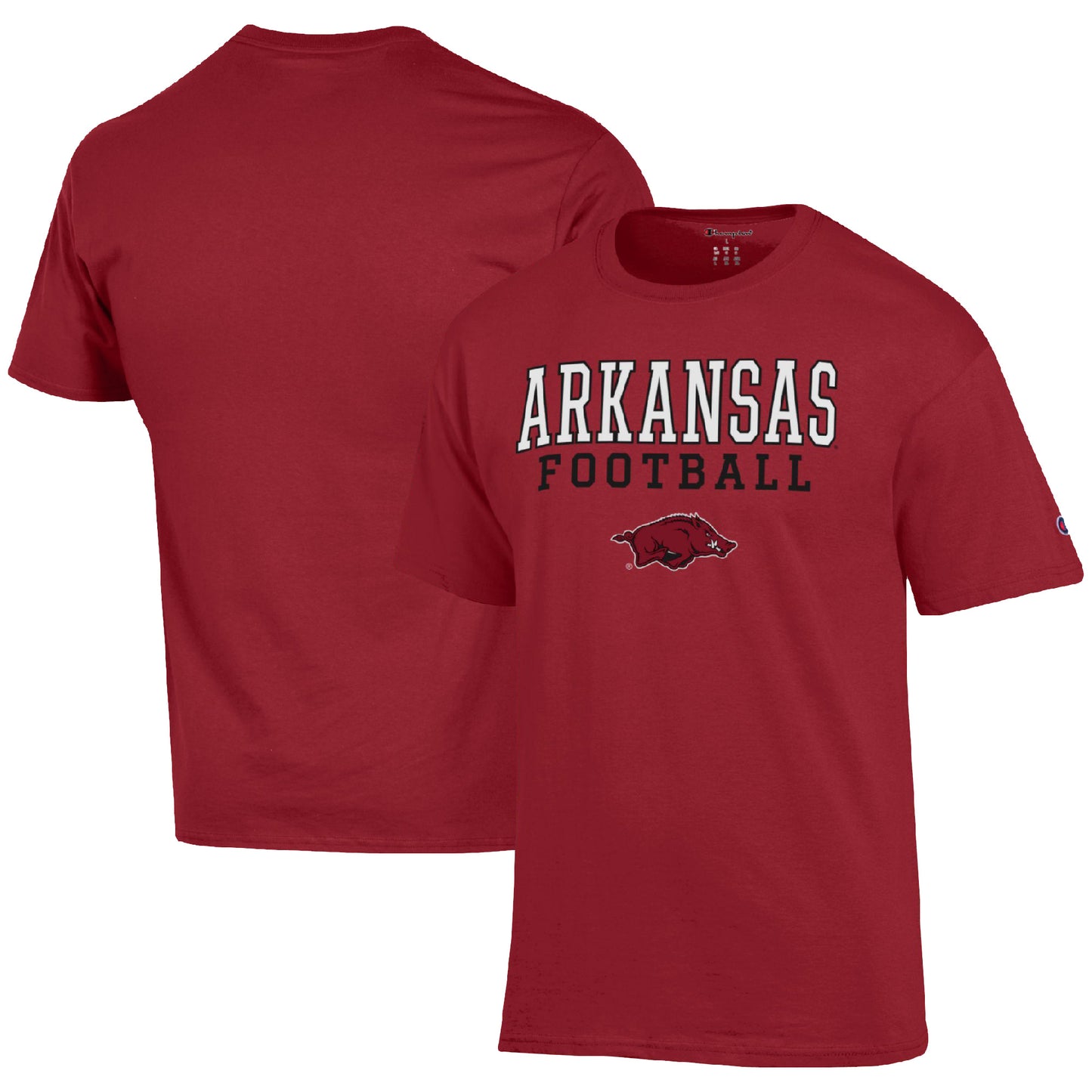 Men's Champion Cardinal Arkansas Razorbacks Football Stack  T-Shirt