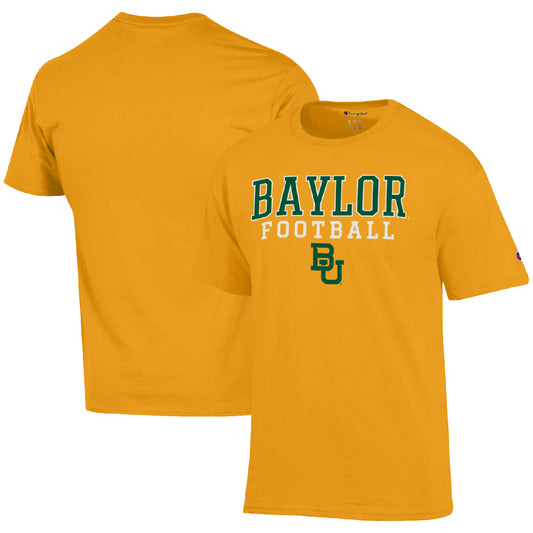 Men's Champion Gold Baylor Bears Football Stack  T-Shirt