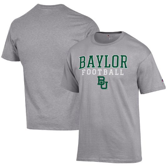 Men's Champion Heather Gray Baylor Bears Football Stack  T-Shirt