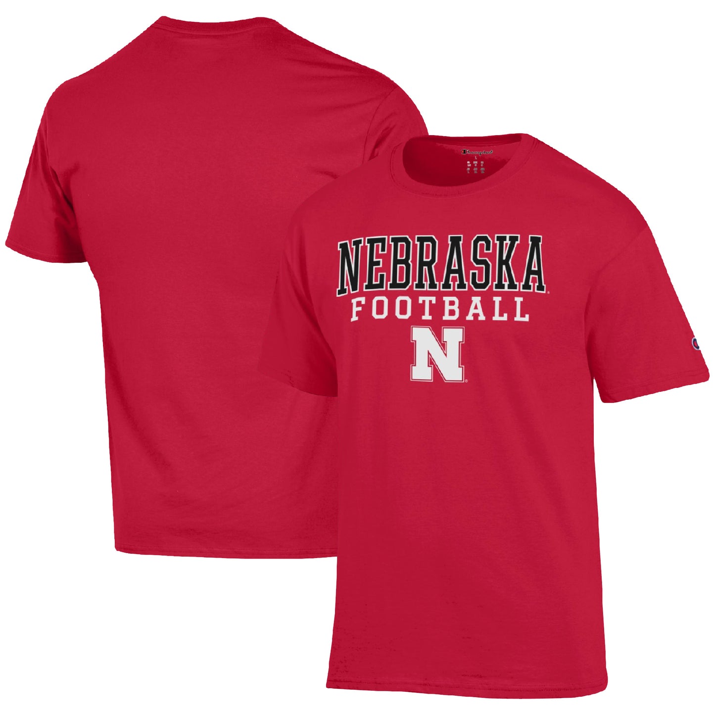 Men's Champion Scarlet Nebraska Huskers Football Stack  T-Shirt