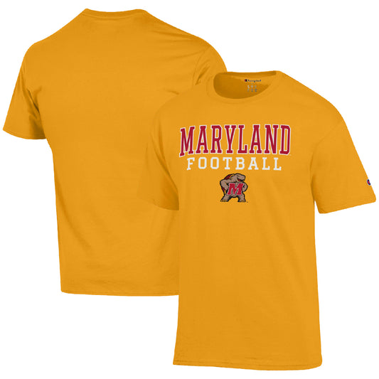 Men's Champion Gold Maryland Terrapins Football Stack  T-Shirt