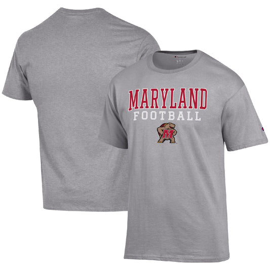 Men's Champion Heather Gray Maryland Terrapins Football Stack  T-Shirt