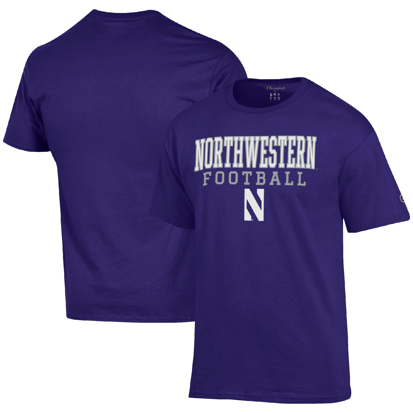 Men's Champion Purple Northwestern Wildcats Football Stack  T-Shirt