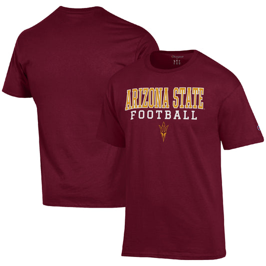 Men's Champion Maroon Arizona State Sun Devils Football Stack  T-Shirt