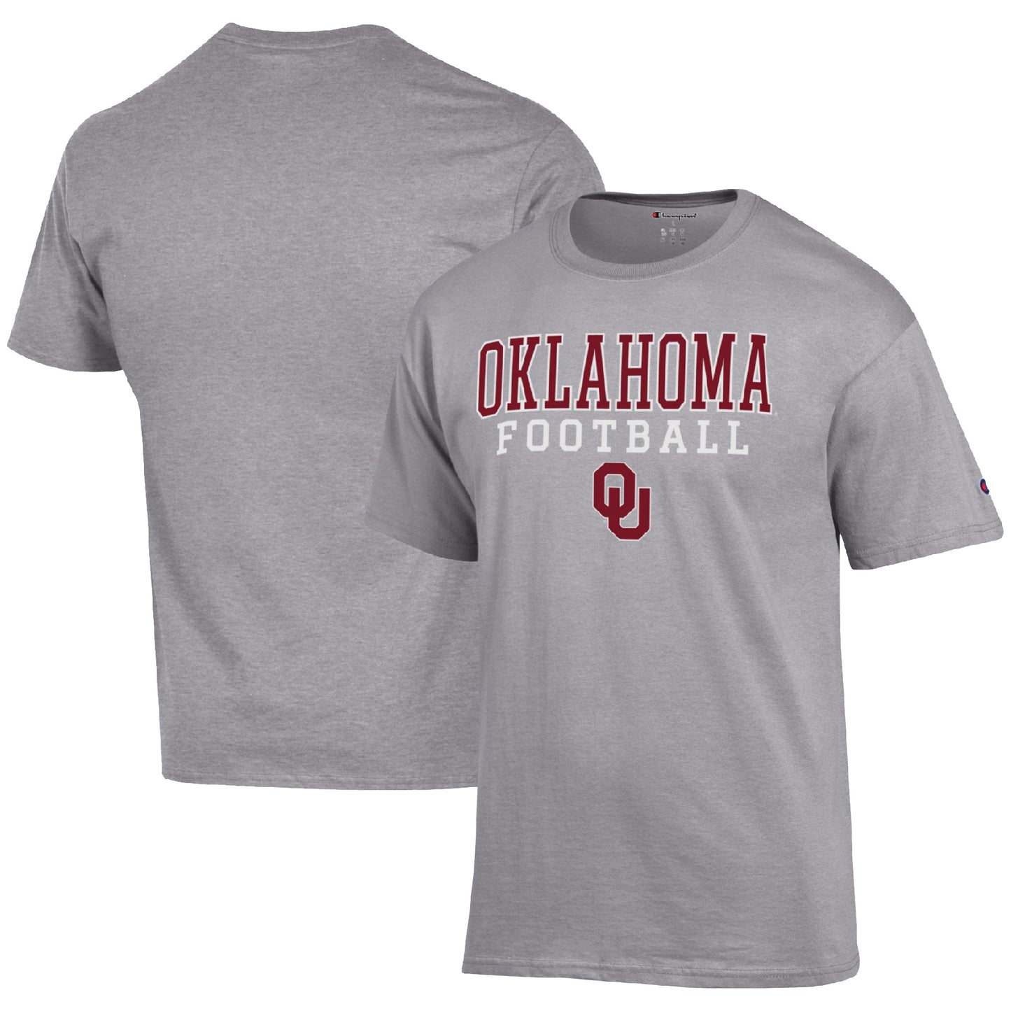 Men's Champion Heather Gray Oklahoma Sooners Football Stack  T-Shirt
