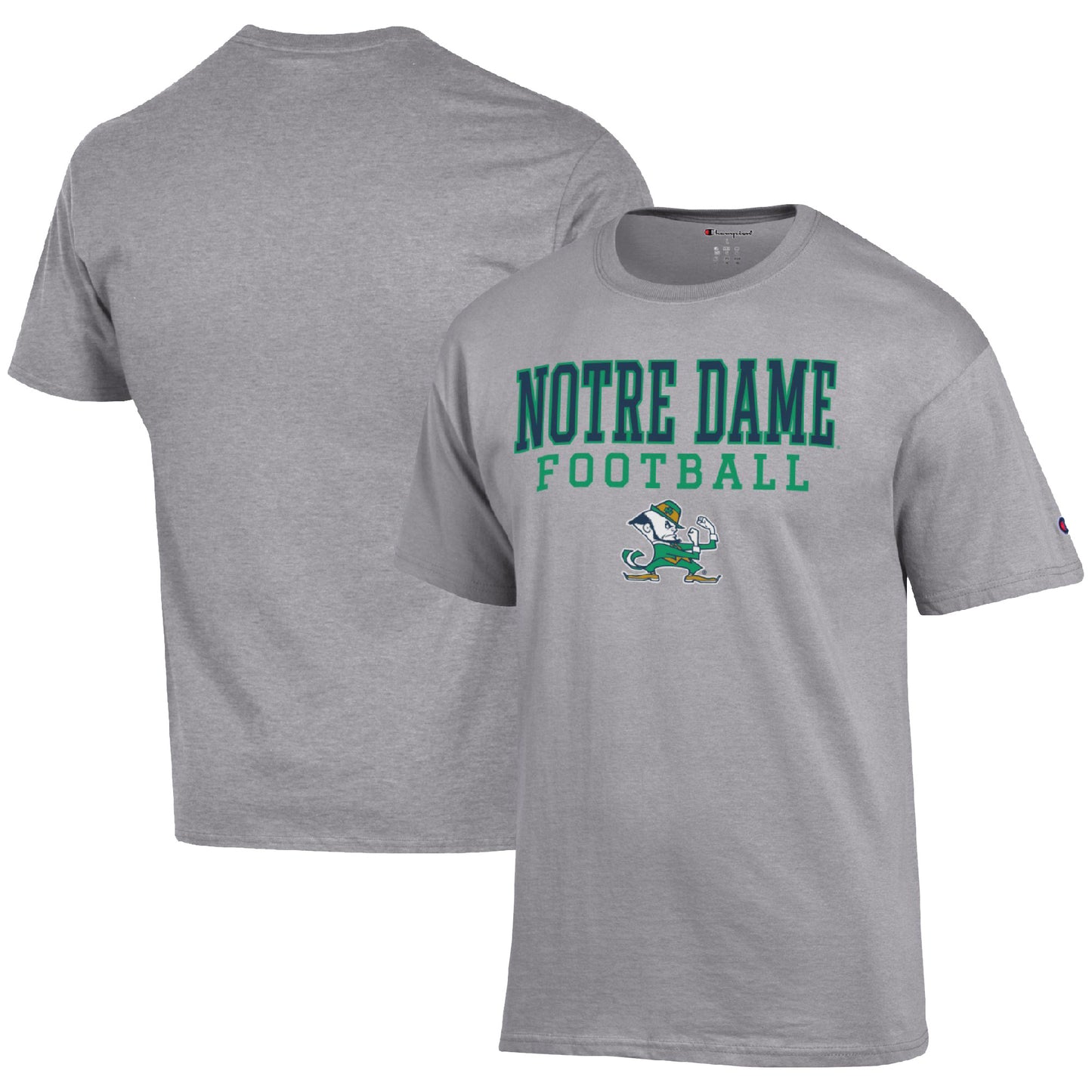 Men's Champion Heather Gray Notre Dame Fighting Irish Football Stack  T-Shirt