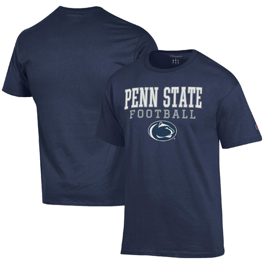 Men's Champion Navy Penn State Nittany Lions Football Stack  T-Shirt