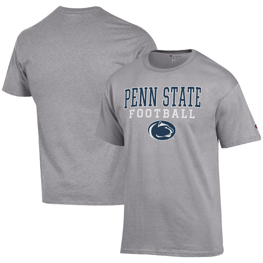 Men's Champion Heather Gray Penn State Nittany Lions Football Stack  T-Shirt