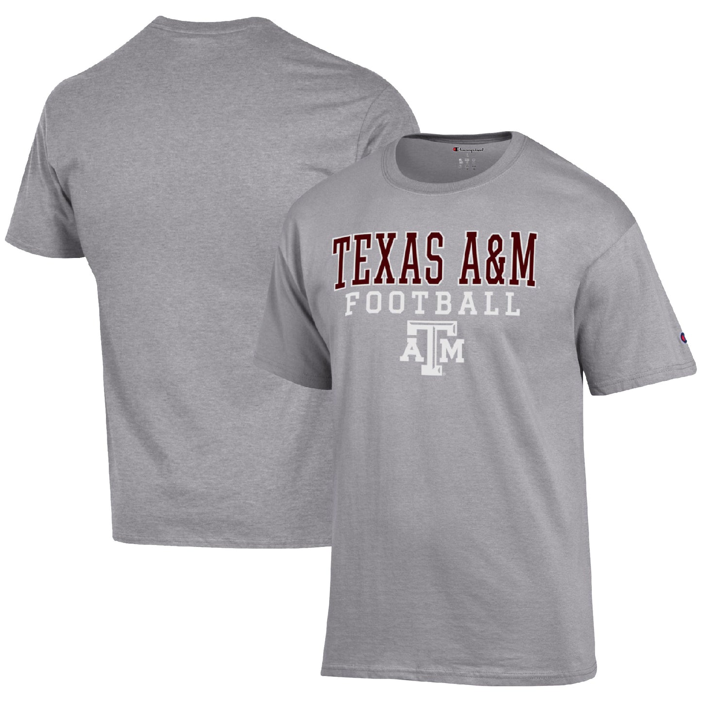 Men's Champion Heather Gray Texas A&M Aggies Football Stack  T-Shirt