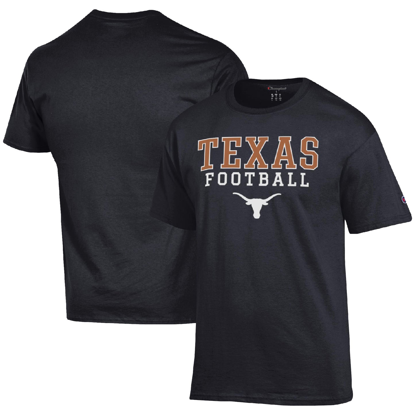 Men's Champion Black Texas Longhorns Football Stack  T-Shirt