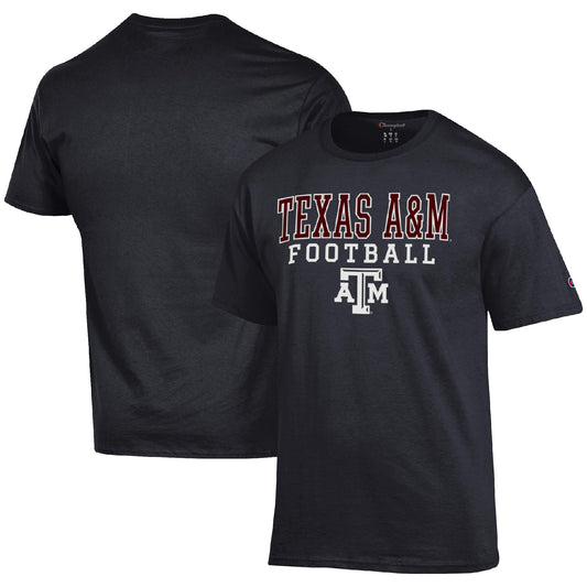 Men's Champion Black Texas A&M Aggies Football Stack  T-Shirt