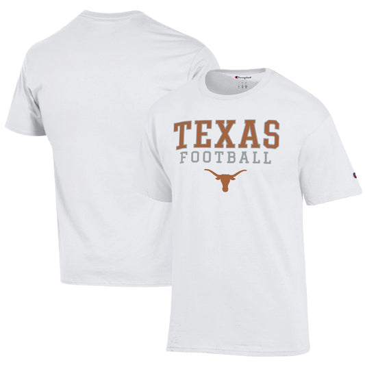 Men's Champion White Texas Longhorns Football Stack  T-Shirt